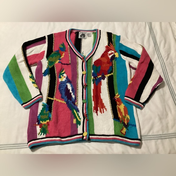 Storybook Knits Sweaters - Storybook knit tropical parrot sweater